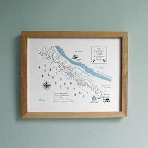 Der Wildwood Weg und Forest Park Portland Oregon, Letterpress Map Print