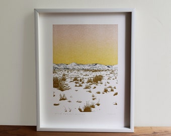 High Desert Winter Letterpress Unframed Print