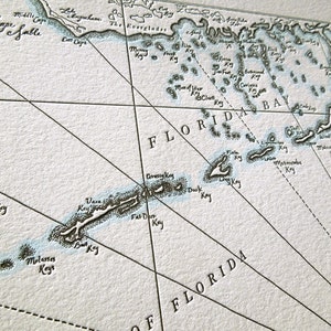 The Florida Keys, Key Largo to Key West, Letterpress Printed Map image 3