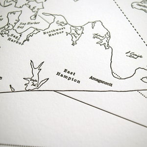 The Hamptons, Sag Harbor, Shelter Island and Montauk Long Island New York, Letterpress Map Art Print image 8