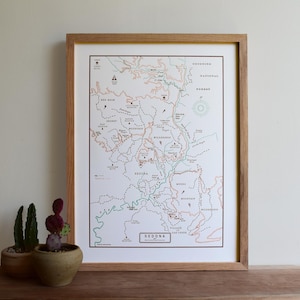 Sedona, Arizona Letterpress Map Art Druck Ungerahmt