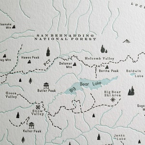 Montagne di San Bernardino, Big Bear Lake, mappa tipografica del lago Arrowhead