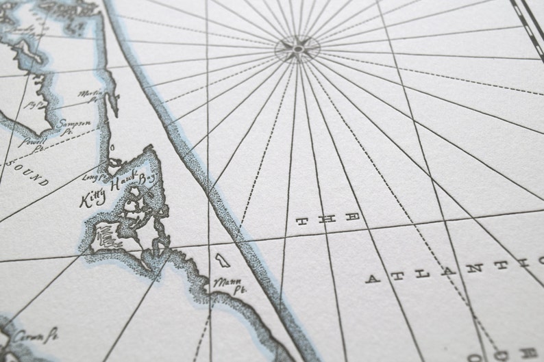 Outer Banks, Letterpress Map Print Dark Grey image 2