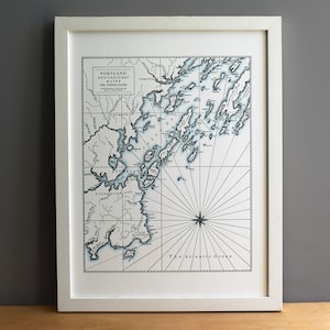 Portland Maine, Letterpress Map Art Unframed Print