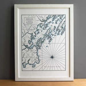 Portland Maine, Letterpress Map Art Unframed Print