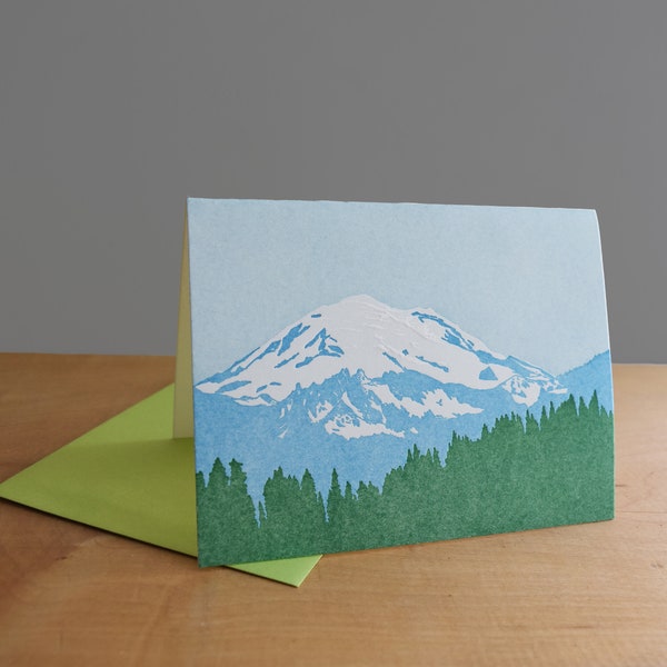 Mount Rainier, Summertime, Letterpress Card