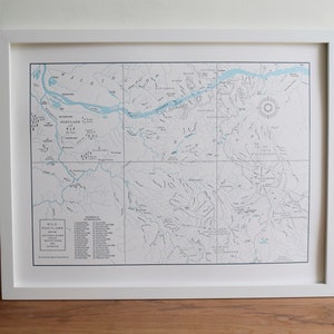 Portland Oregon, Columbia River Gorge, and Mount Hood Letterpress Map, Wall art, Print image 2