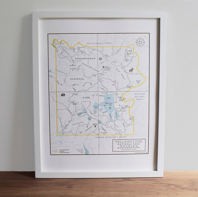 Yellowstone National Park, Letterpress Wall Art Map image 2