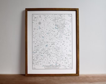 Colorado Map, The Front Range from Fort Collins to Colorado Springs, Aspen and Vail, Letterpress Wall Art Unframed Print