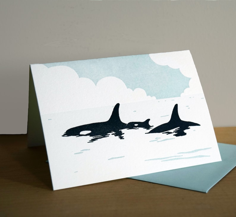 Orca Pod Letterpress Greeting Card image 2