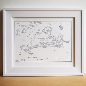 Martha's Vineyard, Massachusetts, Mini Map, Letterpress Wall art Print