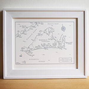 Martha's Vineyard, Massachusetts, mini-carte, impression d'art mural typographique