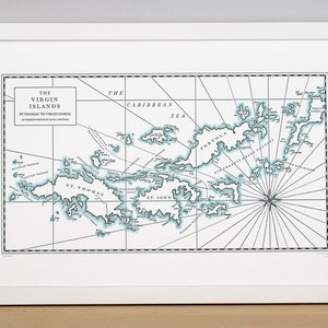 Virgin Islands, Letterpress Printed Map Print
