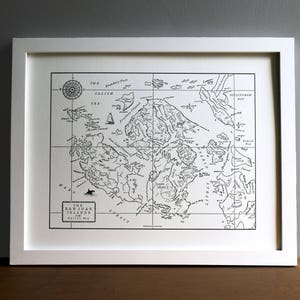 San Juan Islands, Orcas Island, Letterpress Map Wall Art Print