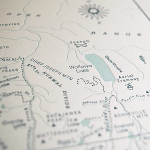Eagle Cap Wilderness in the Wallowa Mountains, Oregon, Letterpress Map Unframed Print image 4