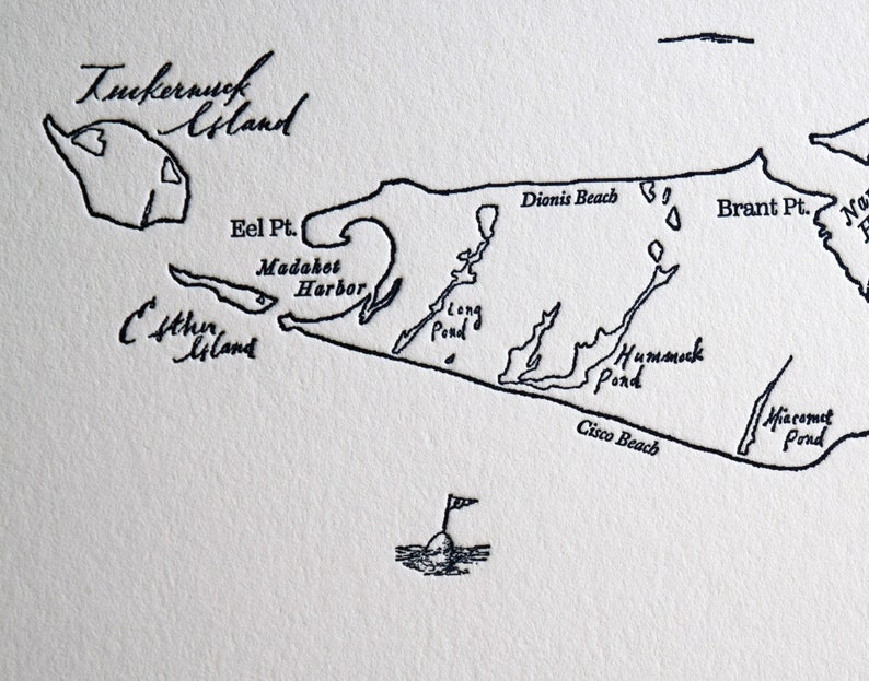 Nantucket Island, Massachusetts, Mini Map, Letterpress Wall art Print image 3