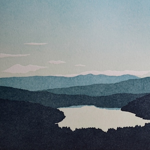 Donner Lake, Truckee, Letterpress, Landscape, Wall Art, Print