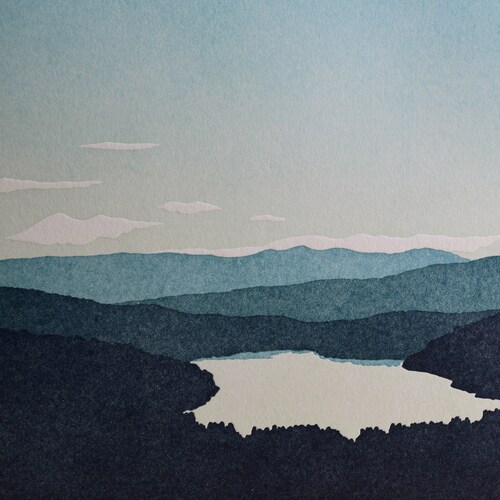 Donner Lake Truckee Letterpress Landscape Wall Art Print Etsy