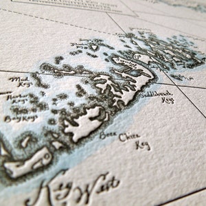 The Florida Keys, Key Largo to Key West, Letterpress Printed Map image 4