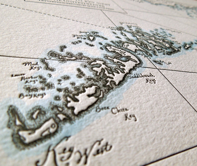 The Florida Keys, Key Largo to Key West, Letterpress Printed Map image 4