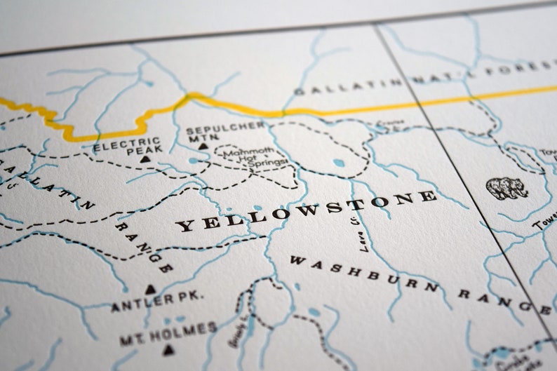 Yellowstone National Park, Letterpress Wall Art Map image 5