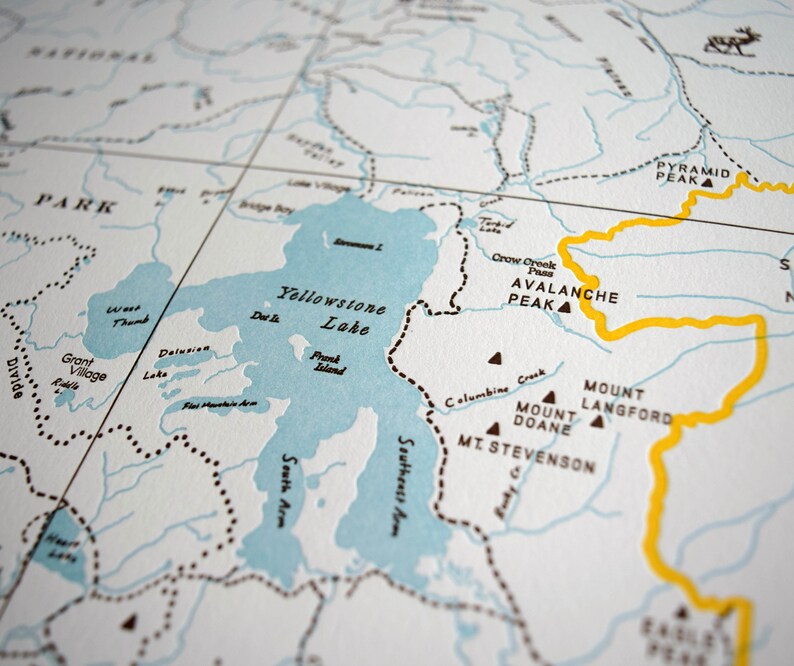 Yellowstone National Park, Letterpress Wall Art Map image 7