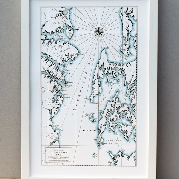Chesapeake Bay, Maryland, Letterpress Map Art Print