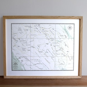 Northern California Wine Country Letterpress Map Art Unframed Print, Featuring Napa and Sonoma Counties