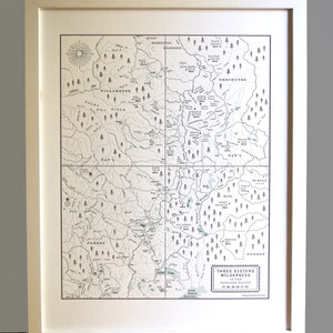 The Three Sisters Wilderness, Oregon, Letterpress Map Print