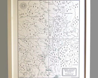 The Three Sisters Wilderness, Oregon, Letterpress Map Print