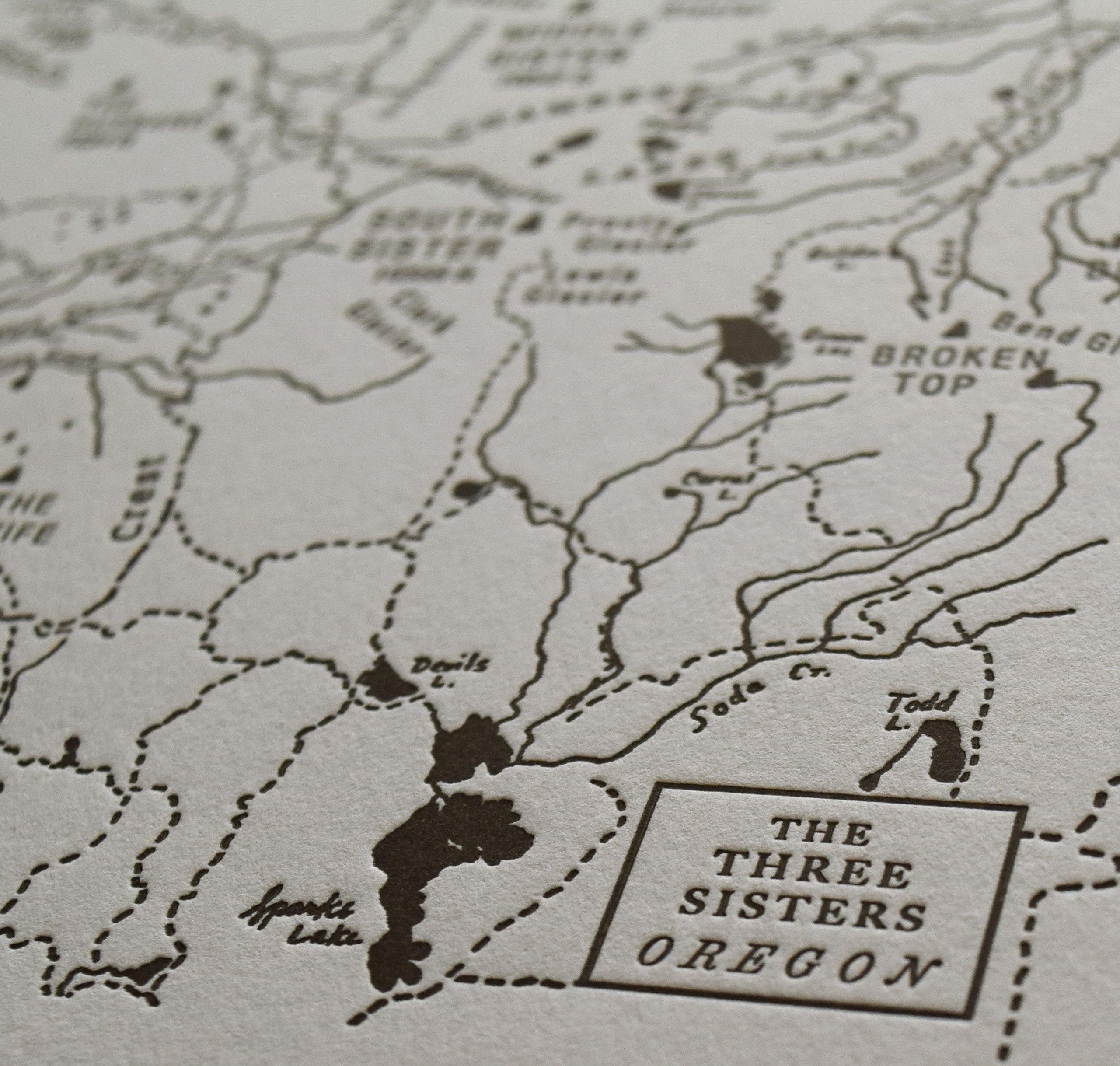 Three Sisters Mini Map Letterpress Print - Etsy