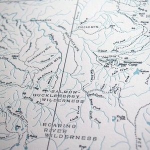 Portland Oregon, Columbia River Gorge, and Mount Hood Letterpress Map, Wall art, Print image 5