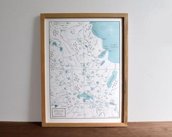 Desolation Wilderness Lake Tahoe Map, Letterpress Art Print