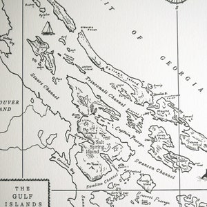 Gulf Islands British Columbia Map Unframed Print image 3