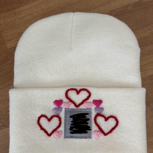 Hand Embroidered Valentine’s Day Beanie