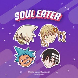 Anime Reaper Team Clipart PNG Set | Gothic Style Chibi Characters with Weapons | Digital Download for Craft, Stickers, DIY & Cricut Projects