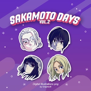 Saka Moto Anime Clipart: Digital Stickers, Emotes (PNG Pack)