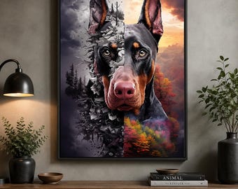 Eye-Catching Doberman Matte Vertical Posters, Dog Lover Decor, Unique Wall Art, Gift for Pet Owners, Home Decoration