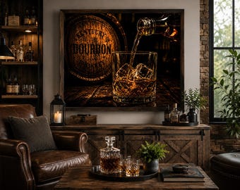Bourbon muurdecoratie, whiskybar decoratie, Kentucky bourbon print, rustieke kunst voor thuisbar, mancave muurdecoratie, cadeau voor whiskyliefhebbers