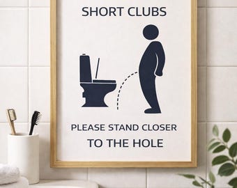 Funny Golf Bathroom Wall Art, Golfer Humor Sign, Bathroom Decor Printable, Men’s Bathroom Wall Art, Golf Lover Gift, Funny Toilet Sign