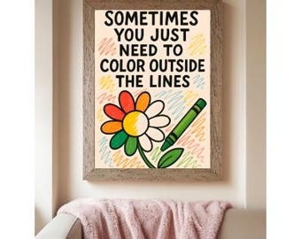 Vertical Poster, Color Outside the Lines, Matte Poster, Wall Art Decor, Minimalist Art Print, Home Office Decor
