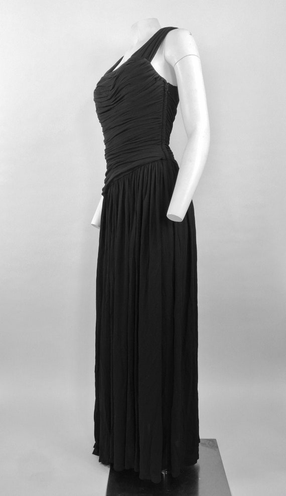 Vintage 1930s 1940s Full Length Black Crepe Evenin