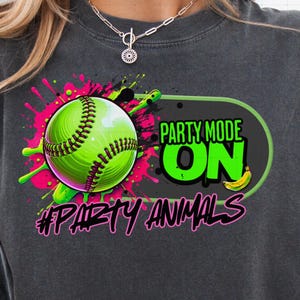Party Animals png Party On TShirt Design Banana Baseball, Sports Team Mascot Funny, Fan Apparel, Instant Digital Download Printable Shirt.