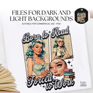 Né pour lire PNG, téléchargement numérique drôle pour les amateurs de livres, design livresque rétro, art de la sublimation pour les lecteurs. Cadeau amateur de livres pour son t-shirt.