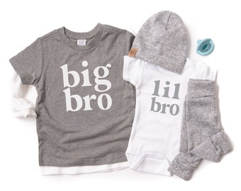 Little brother outfit and big bro shirt | big brother little brother shirts | big bro little bro | brother t-shirts | brushed grey