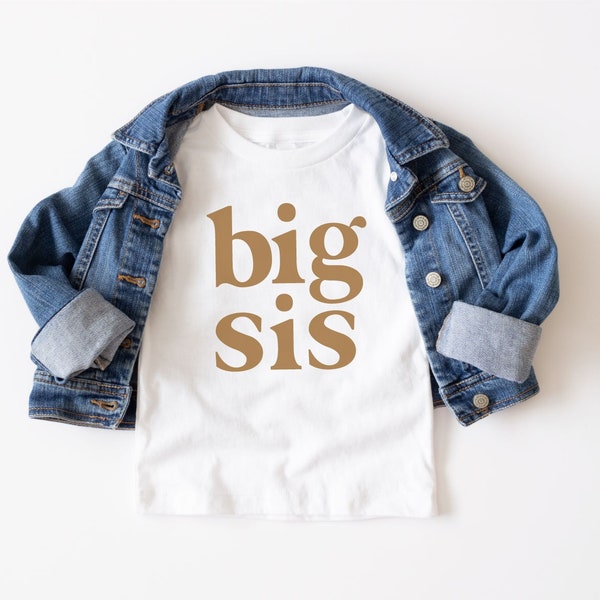 Big sister t-shirt caramel and white | big sis | big sister reveal | caramel big sister | camel and white | big sister little sister