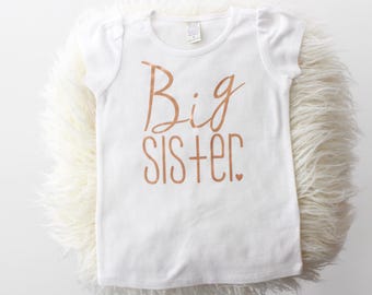 Big Sister rose gold t-shirt | big sis shirt | big sister announcement | promoted to big sister | white and rose gold sister