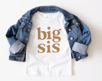 Big sister t-shirt caramel and white | big sis | big sister reveal | caramel big sister | camel and white | big sister little sister
