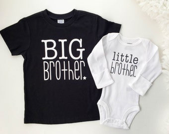 Big Brother and little brother matching shirt and bodysuit | big brother little brother | family photos | black and white toddler t-shirt