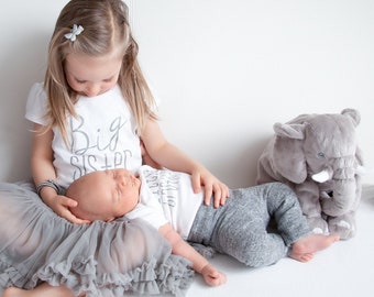 Big sister little brother t-shirt and bodysuit | brother | metallic silver big sister shirt | baby brother | sibling shirts | newborn photos